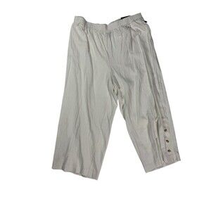 Jones New York Womens Crop Pants With Elastic Waist Band Stretch White Size 2X